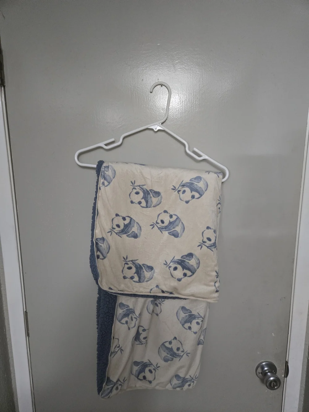 Carter's Cream Throw Blanket with Blue Panda Print